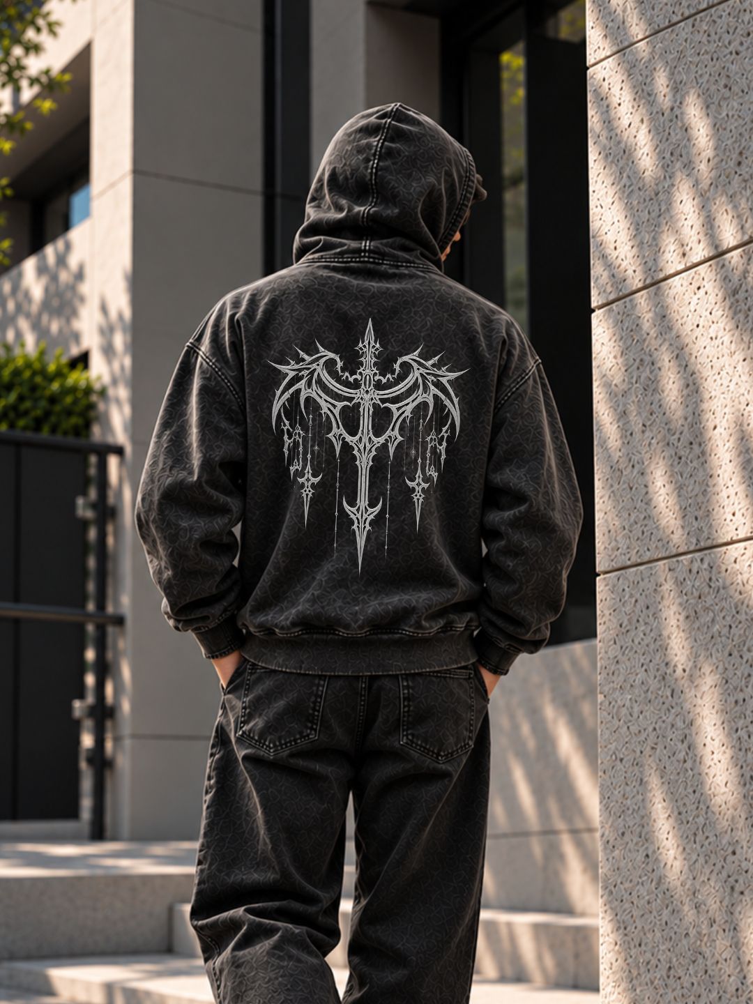 Lunar Trace Acid Wash Hoodie
