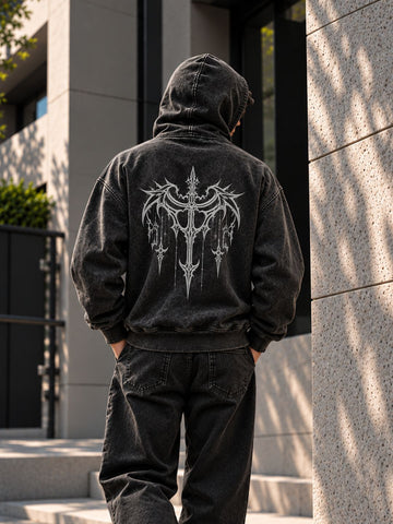 Lunar Trace Acid Wash Hoodie