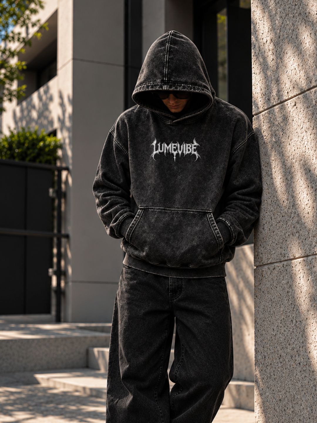 Lunar Trace Acid Wash Hoodie