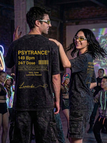 149 BPM Acid Wash Oversized T-Shirt – Psytrance Edition
