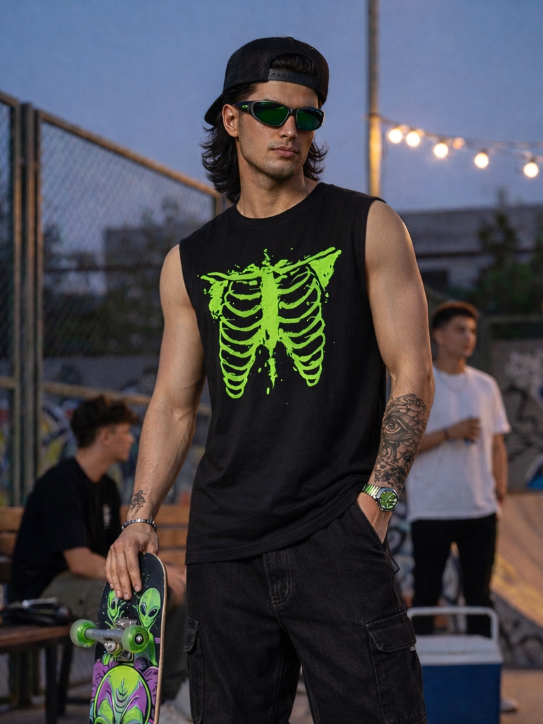 Neon Rib Graphic Sleeveless T-Shirt