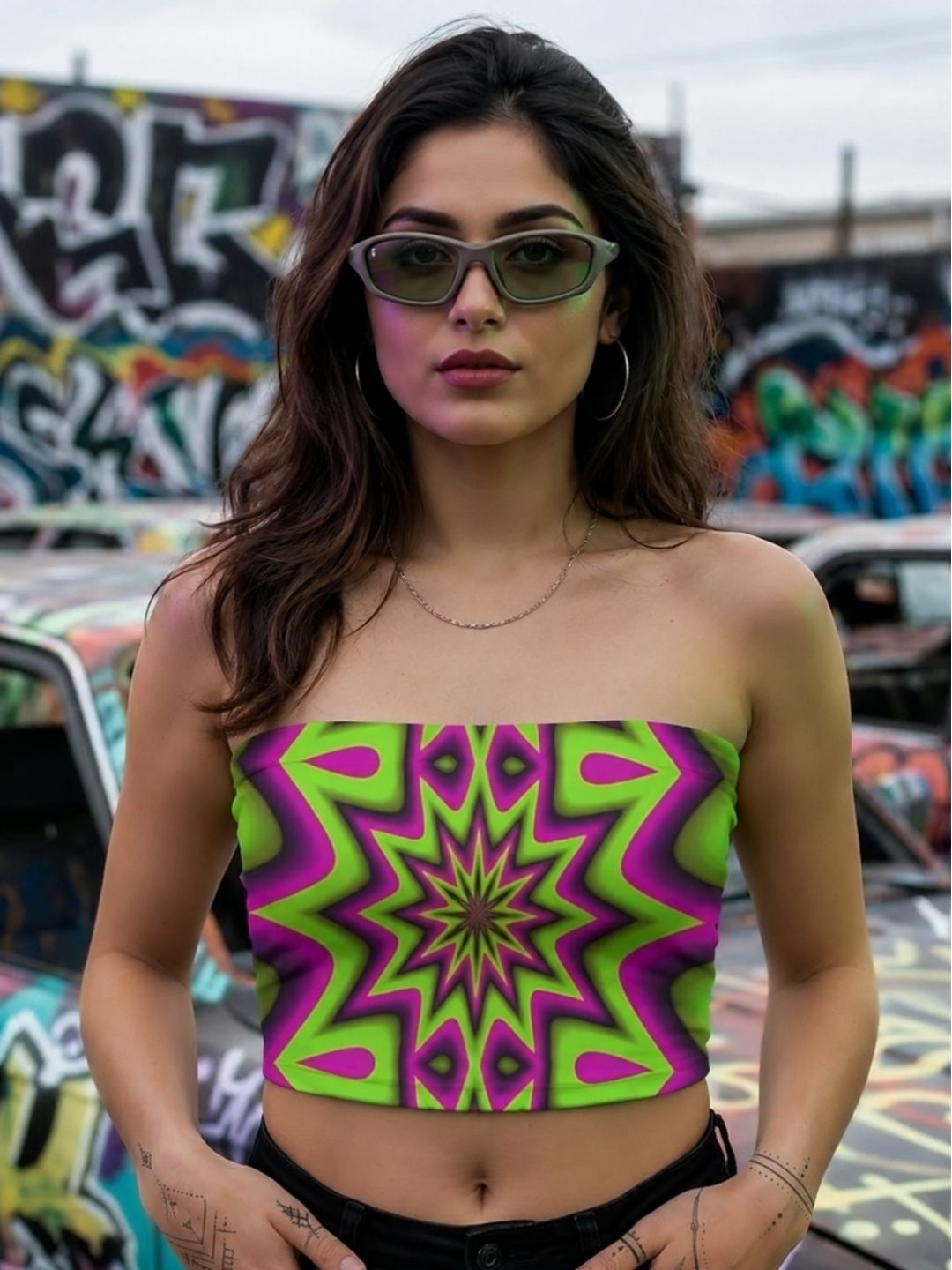 Neon Kaleido Tube Top