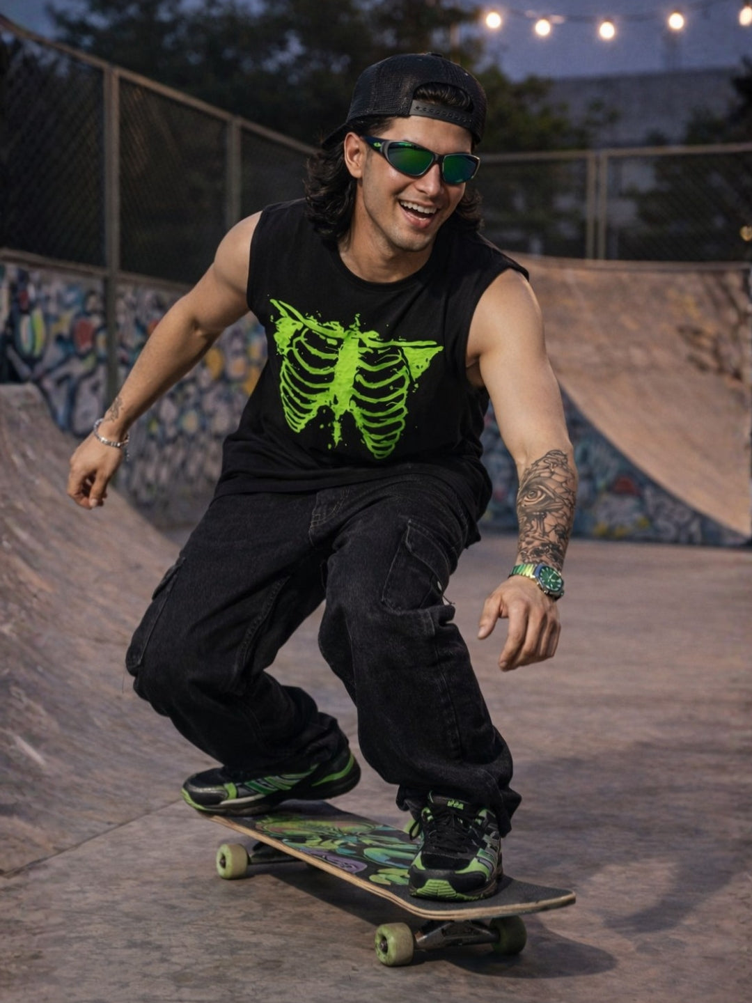 Neon Rib Graphic Sleeveless T-Shirt