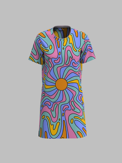 Retro Wave T-Shirt Dress