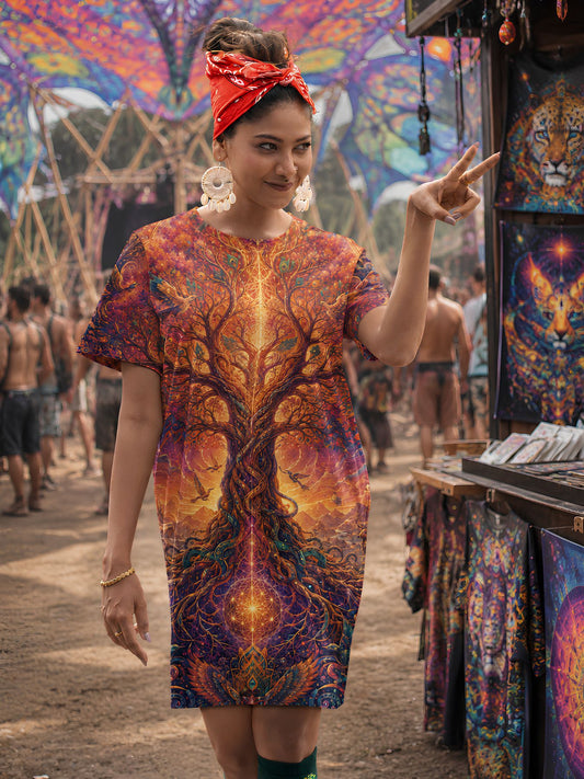 Radiant Tree Art T-Shirt Dress
