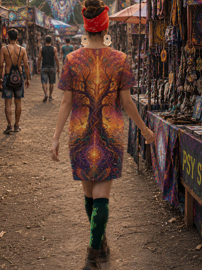 Radiant Tree Art T-Shirt Dress