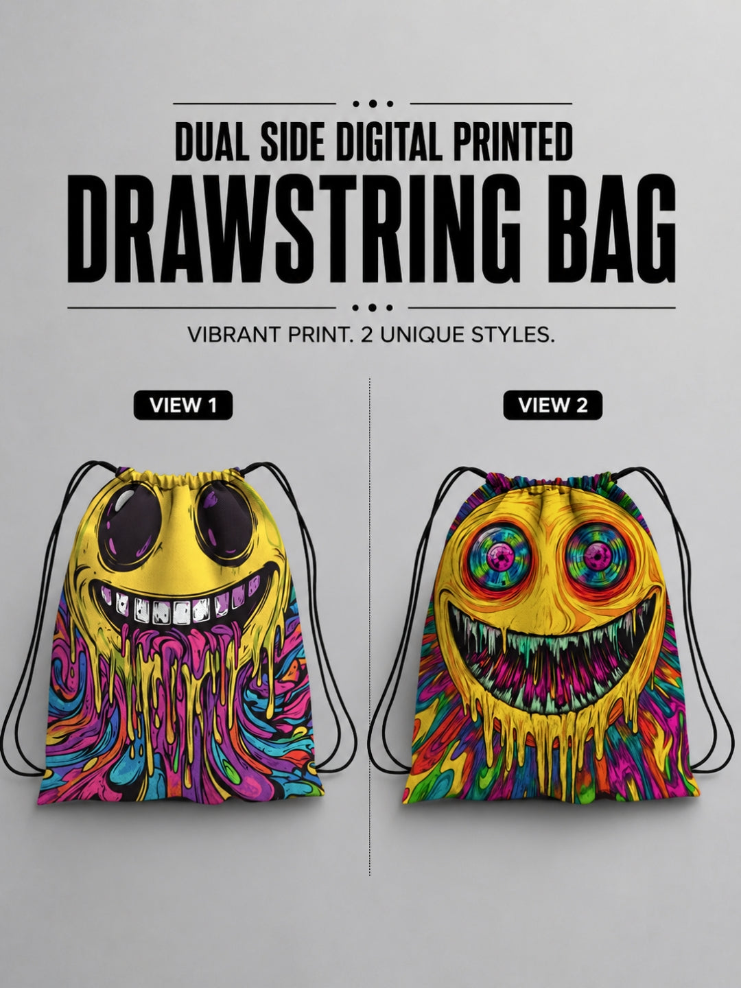 Dual-Smiley Drawstring Backpack