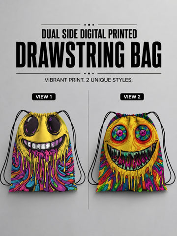 Dual-Smiley Drawstring Backpack