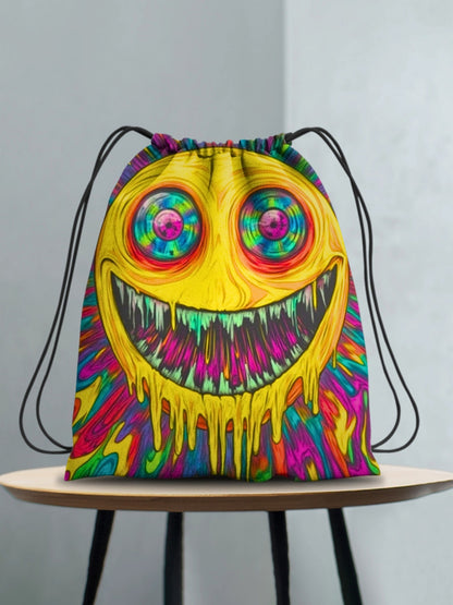 Dual-Smiley Drawstring Backpack