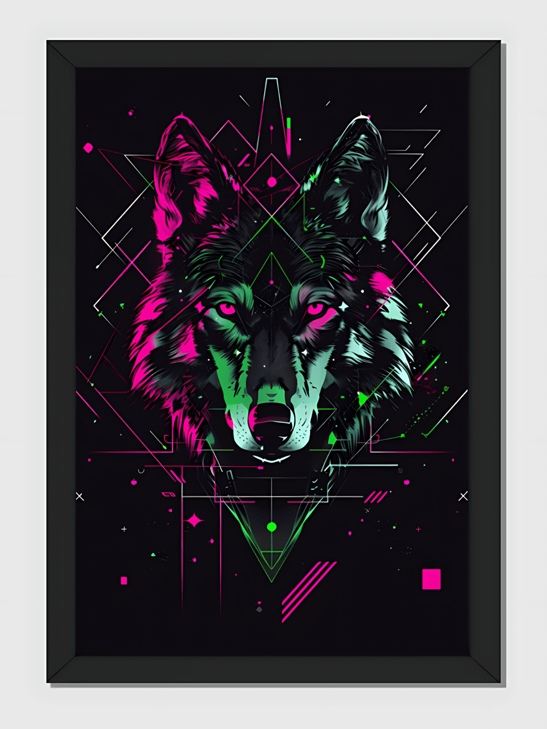 Neon Wolf Framed Art