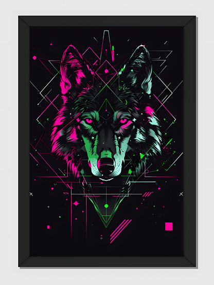 Neon Wolf Framed Art