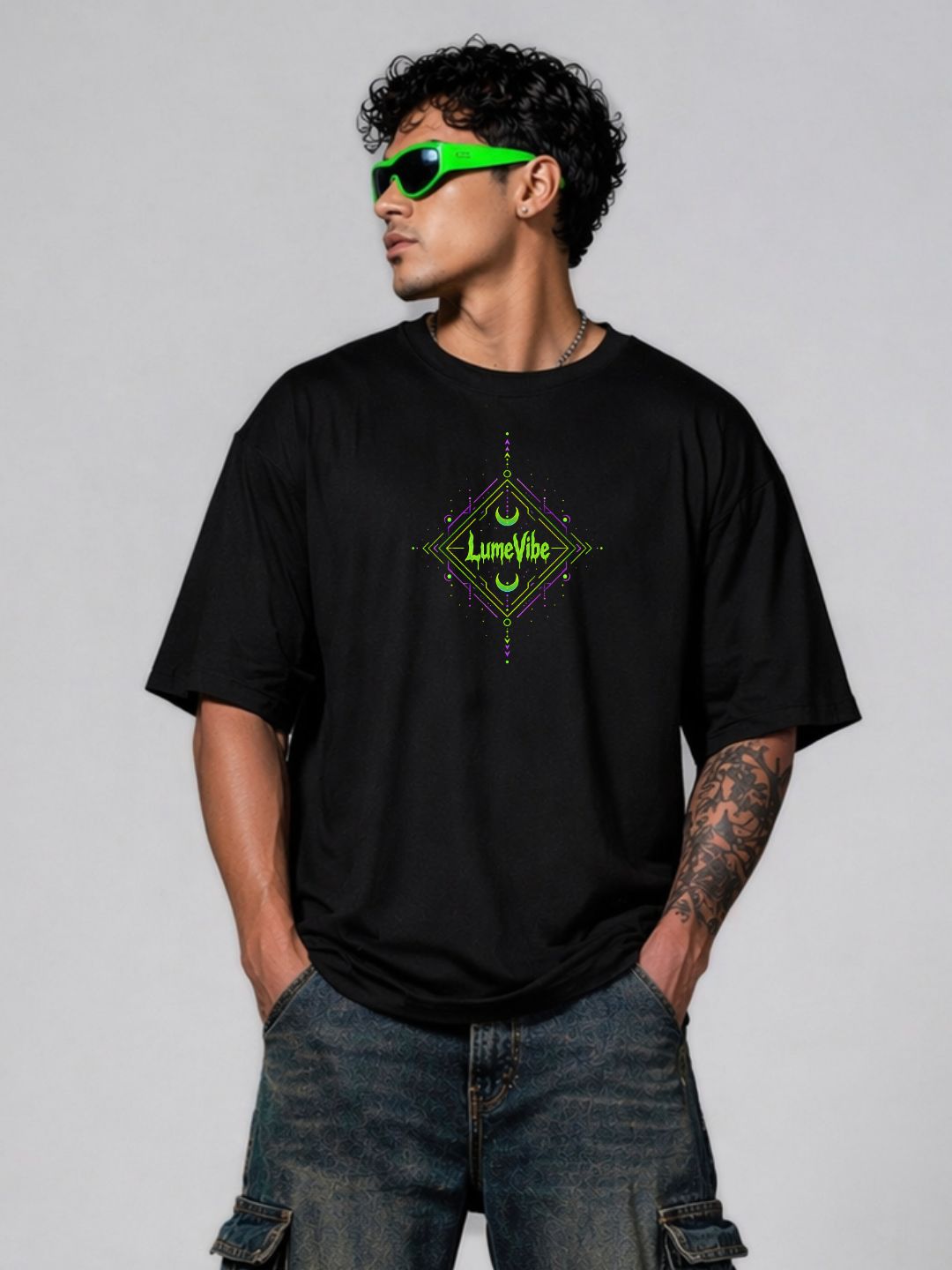 Cosmic Alien Oversized T-Shirt | Neon Moon Graphic  Tee