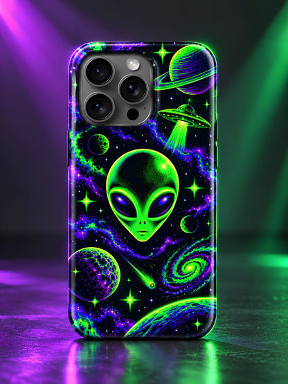 Neon Alien iPhone Glass Case