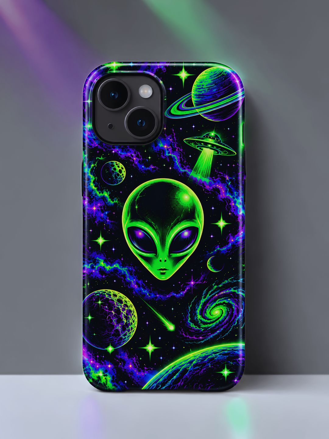 Neon Alien iPhone Glass Case