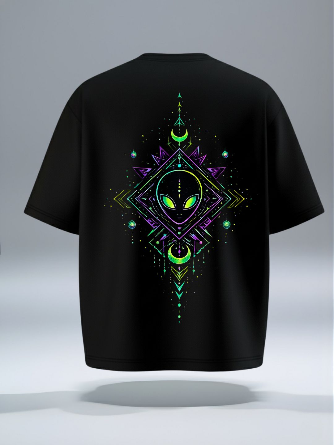 Cosmic Alien Oversized T-Shirt | Neon Moon Graphic  Tee