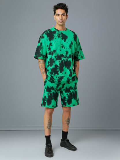 Green Black Tie-Dye Co-ord Set – Men