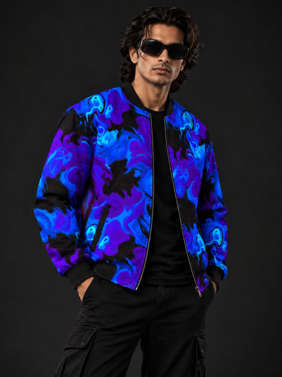 Blue Storm Bomber Jacket