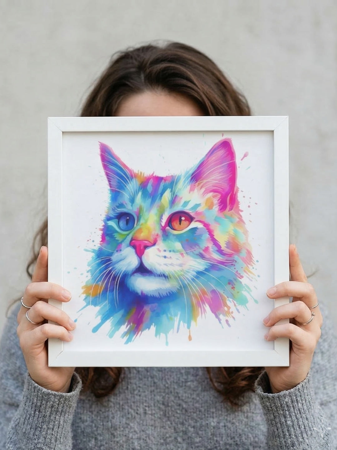 Color Splash Cat Framed Art