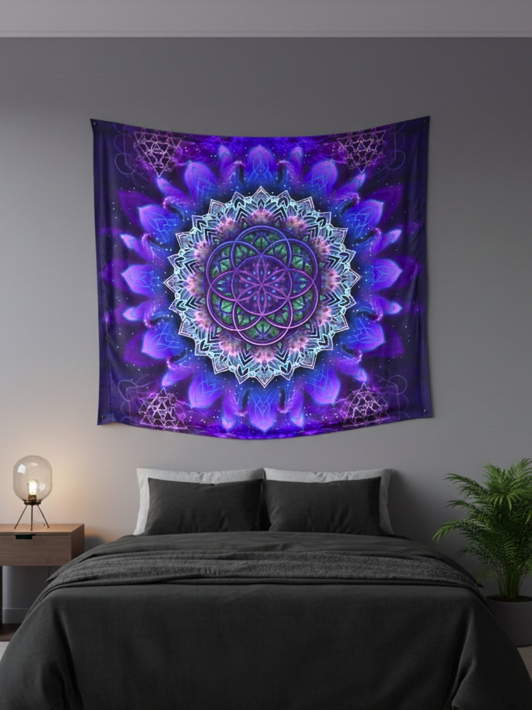Cosmic Bloom Mandala Tapestry
