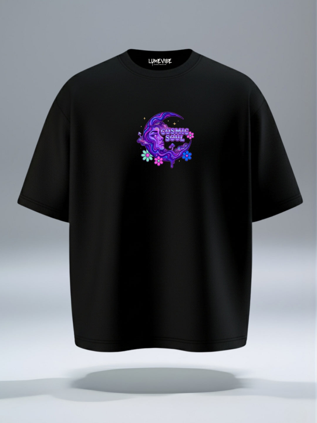 Cosmic Soul Psychedelic Moon Oversized Streetwear T-Shirt