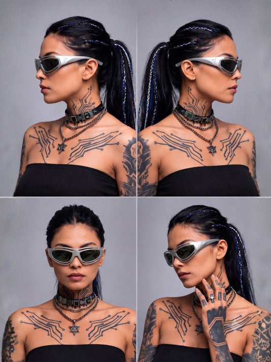 Cyber Shield - Wrapround Silver Sunglasses Unisex