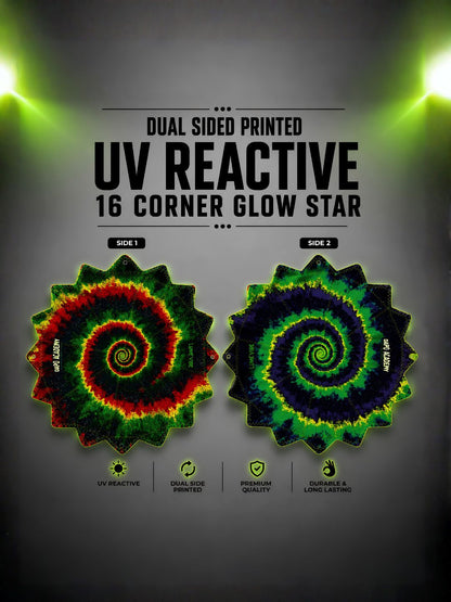 Dual-Print Galaxy & Spiral Flame 16-Corner UV Reactive Dapo Star