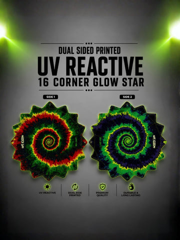 Dual-Print Galaxy & Spiral Flame 16-Corner UV Reactive Dapo Star