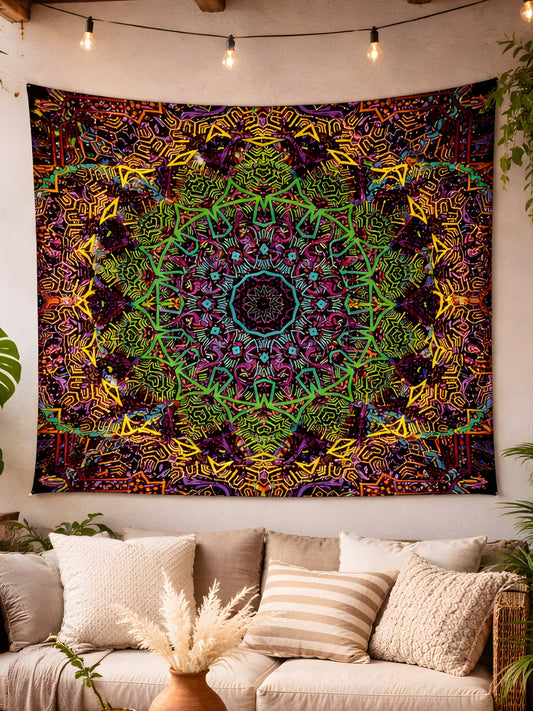 Geometric Psychedelic Mandala Wall Tapestry