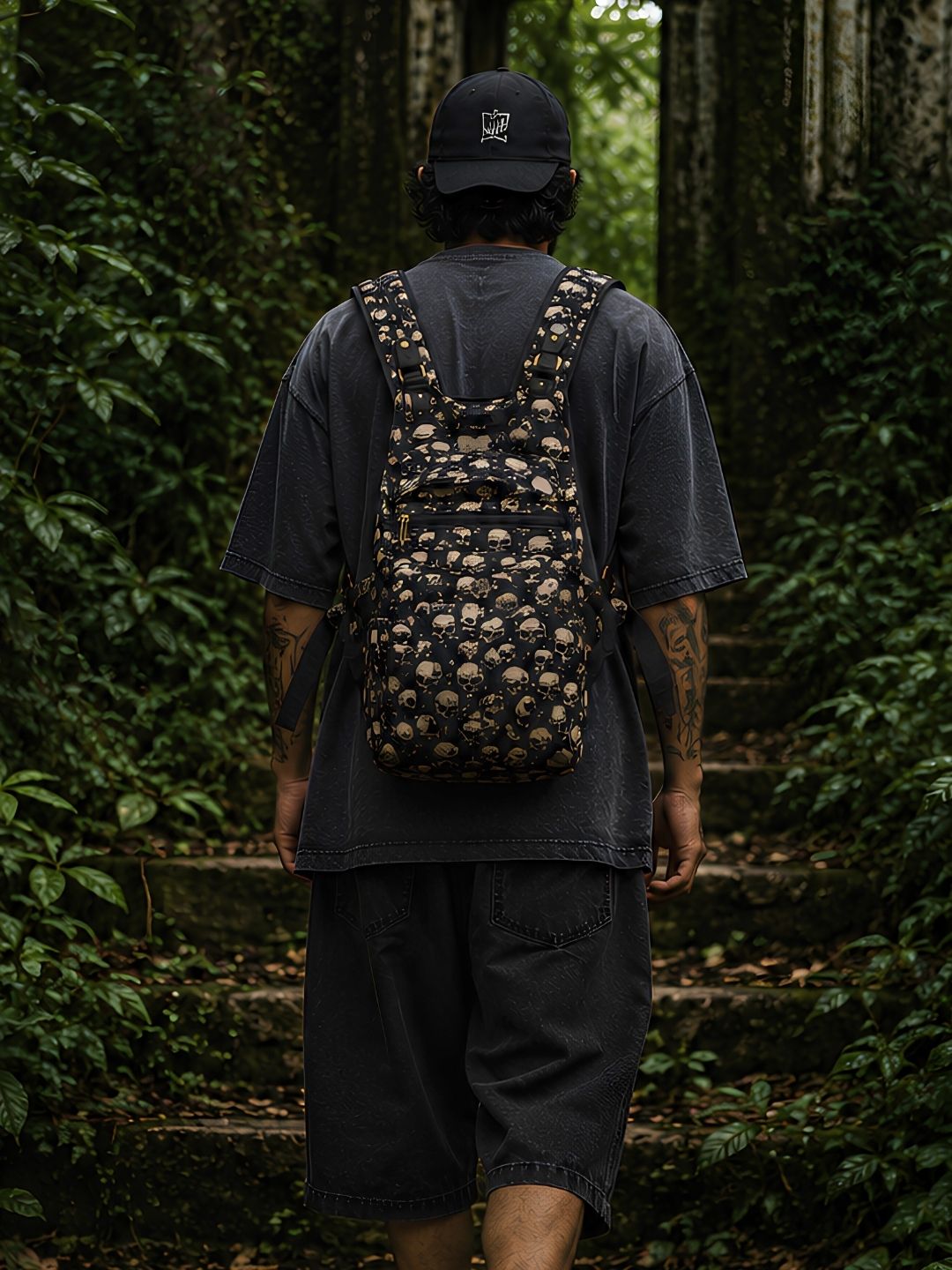 Gothic Skull Ninja Backpack – Unisex Festival Bag
