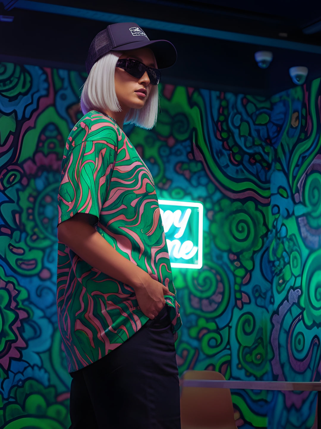 TranceWave Oversized UV Glow T-Shirt