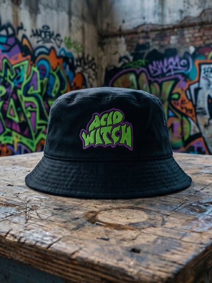 Retro Witch Embroidered Bucket Hat – Festival Headwear