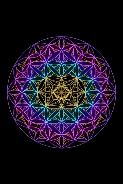 Sacred geometry mandala all-over print graphic for back panel