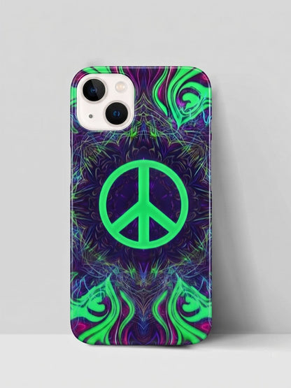Neon Peace Abstract iPhone Glass Case