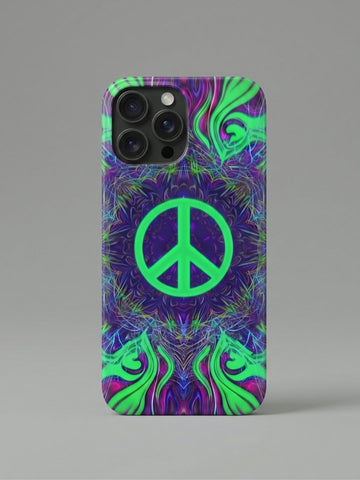 Neon Peace Abstract iPhone Glass Case