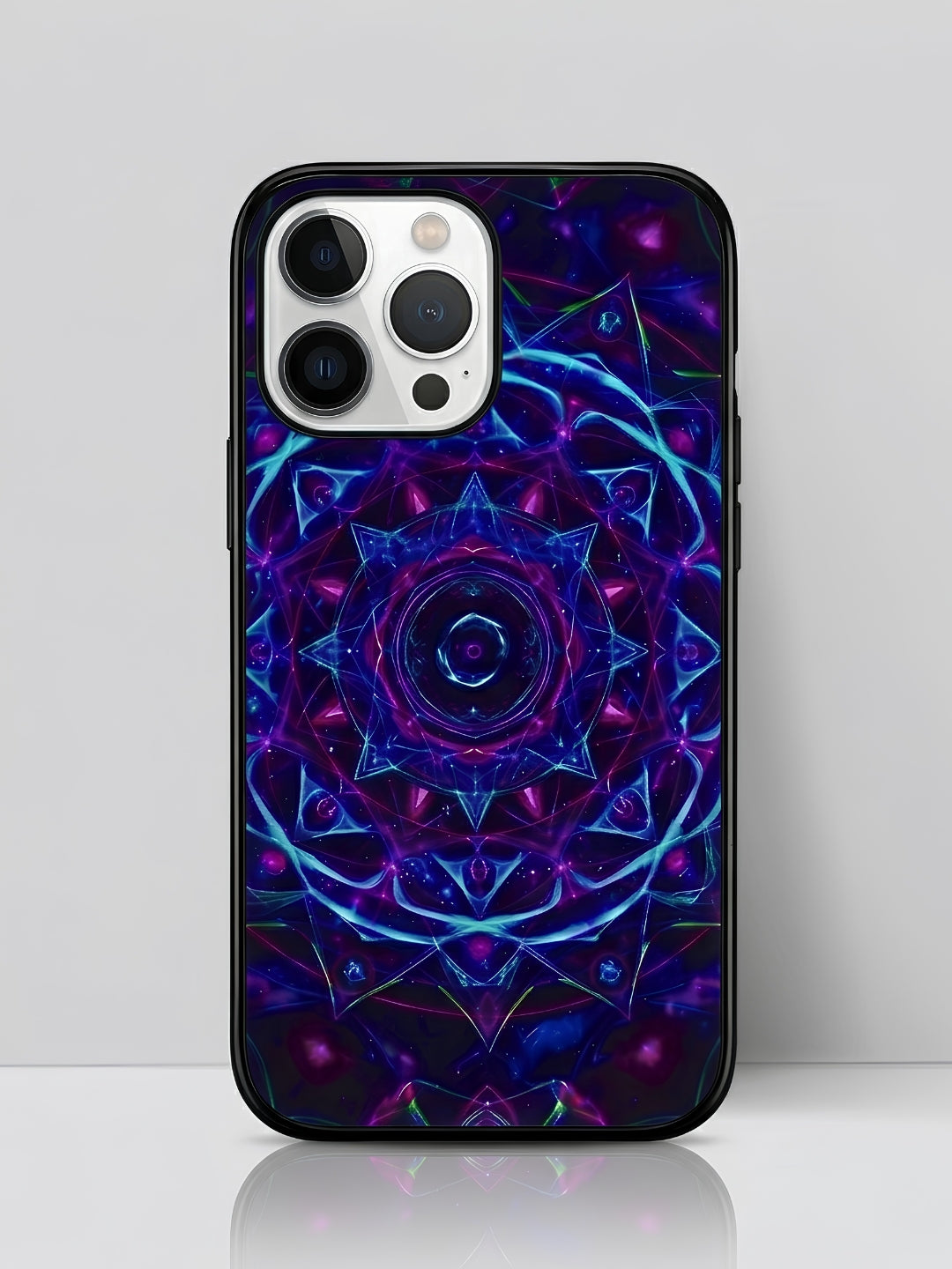 Cosmic Mandala Glossy Tempered Glass Premium iPhone Case