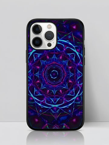 Cosmic Mandala Glossy Tempered Glass Premium iPhone Case