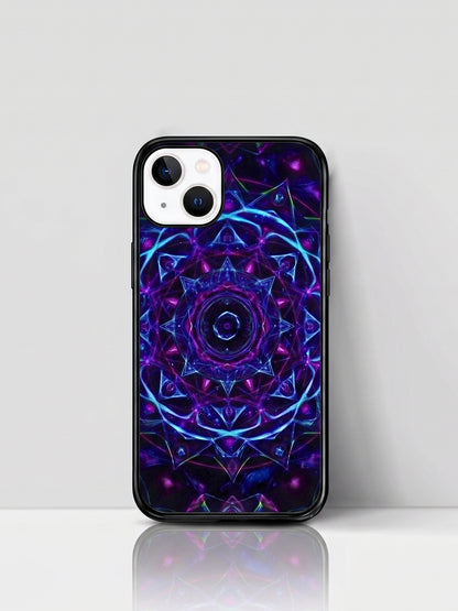 Cosmic Mandala Glossy Tempered Glass Premium iPhone Case
