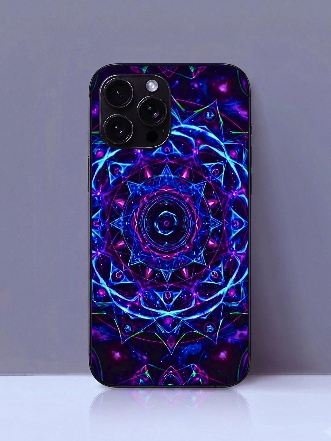 Cosmic Mandala Glossy Tempered Glass Premium iPhone Case