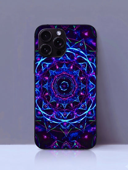 Cosmic Mandala Glossy Tempered Glass Premium iPhone Case