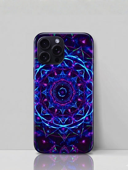 Cosmic Mandala Glossy Tempered Glass Premium iPhone Case