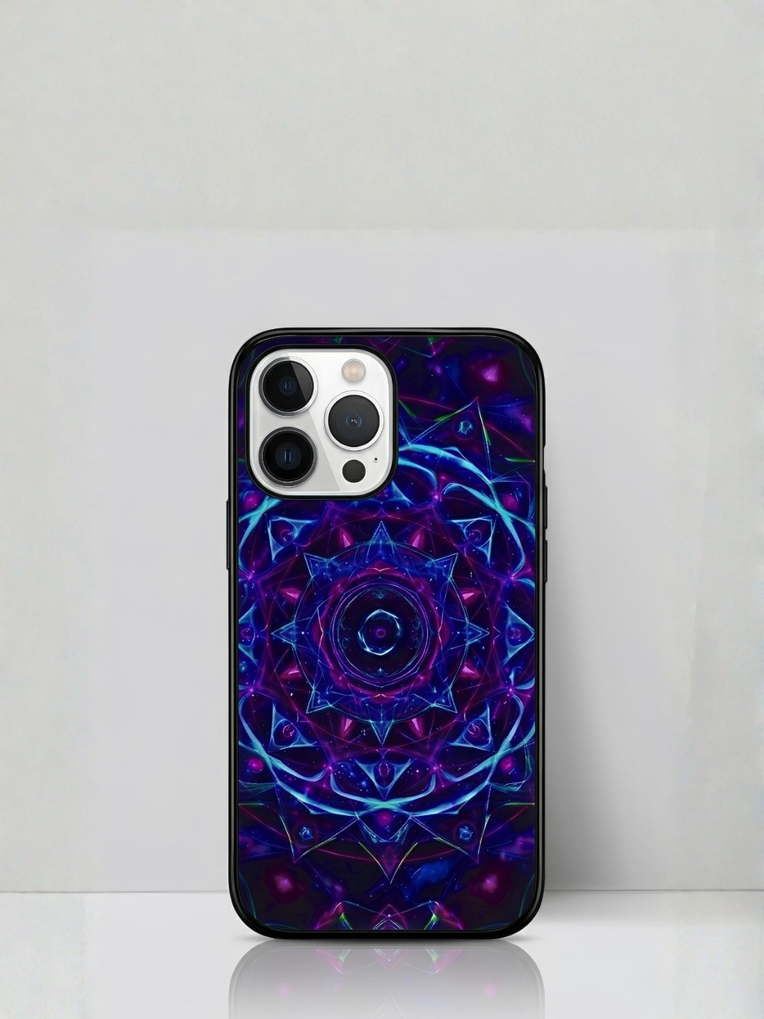 Cosmic Mandala Glossy Tempered Glass Premium iPhone Case