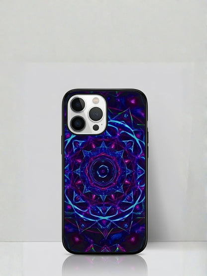 Cosmic Mandala Glossy Tempered Glass Premium iPhone Case