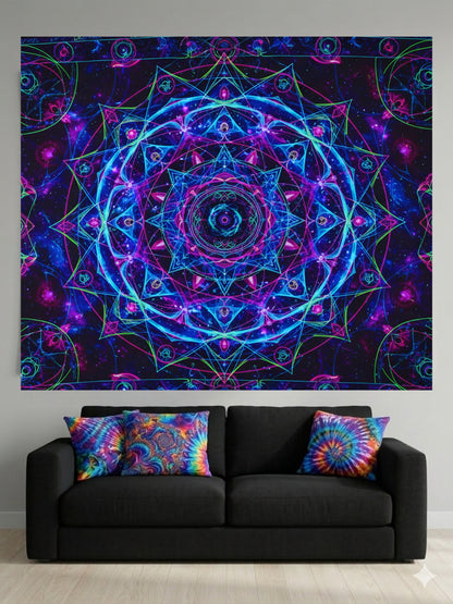 Cosmic Bloom Mandala Tapestry