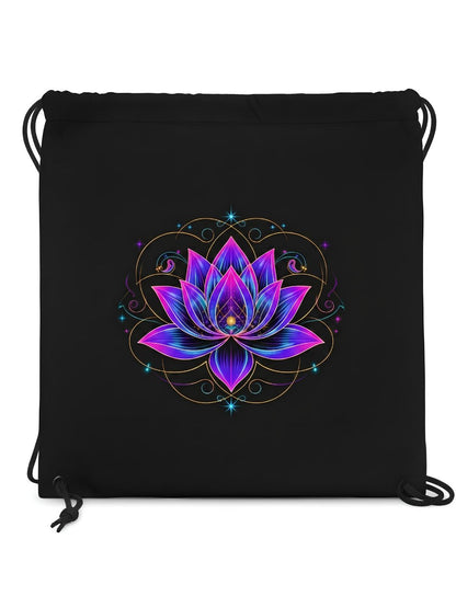 Neon Lotus Mandala Dual-Sided Drawstring Bag