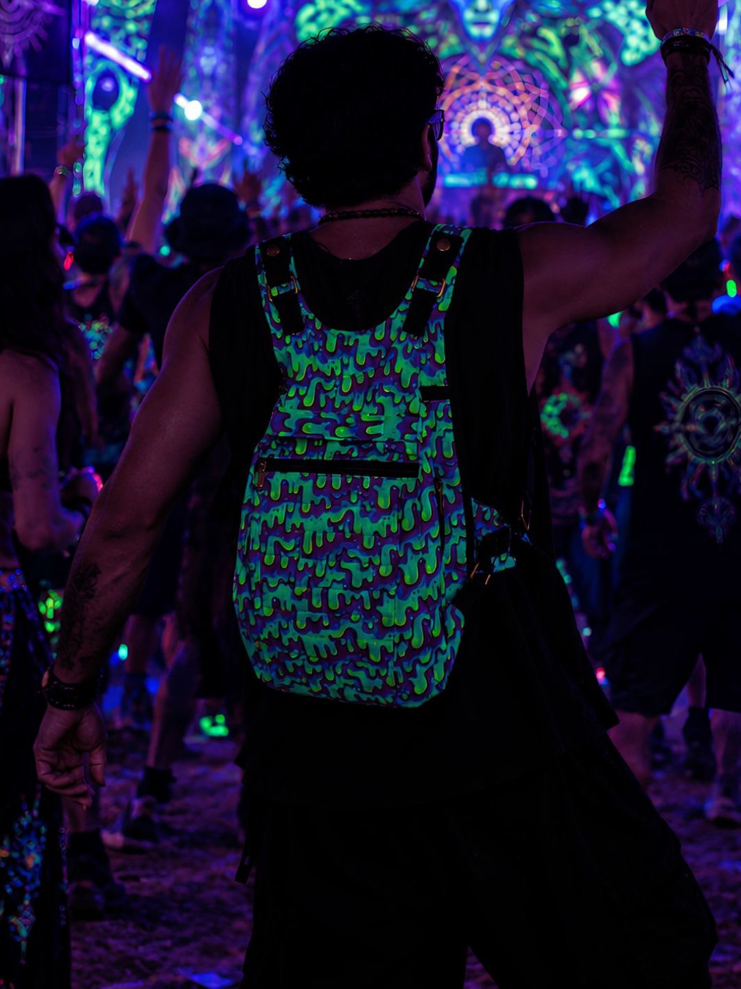 Neon Drip Ninja Backpack  – Unisex Festival Bag