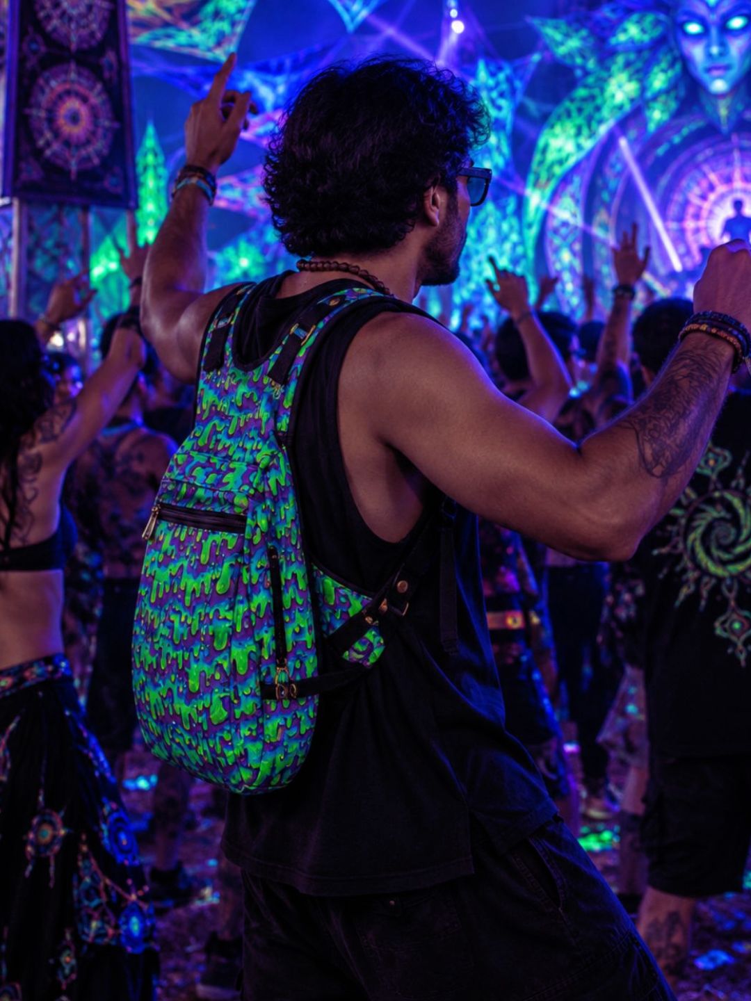 Neon Drip Ninja Backpack  – Unisex Festival Bag