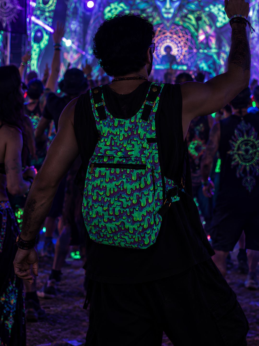 Neon Drip Ninja Backpack  – Unisex Festival Bag