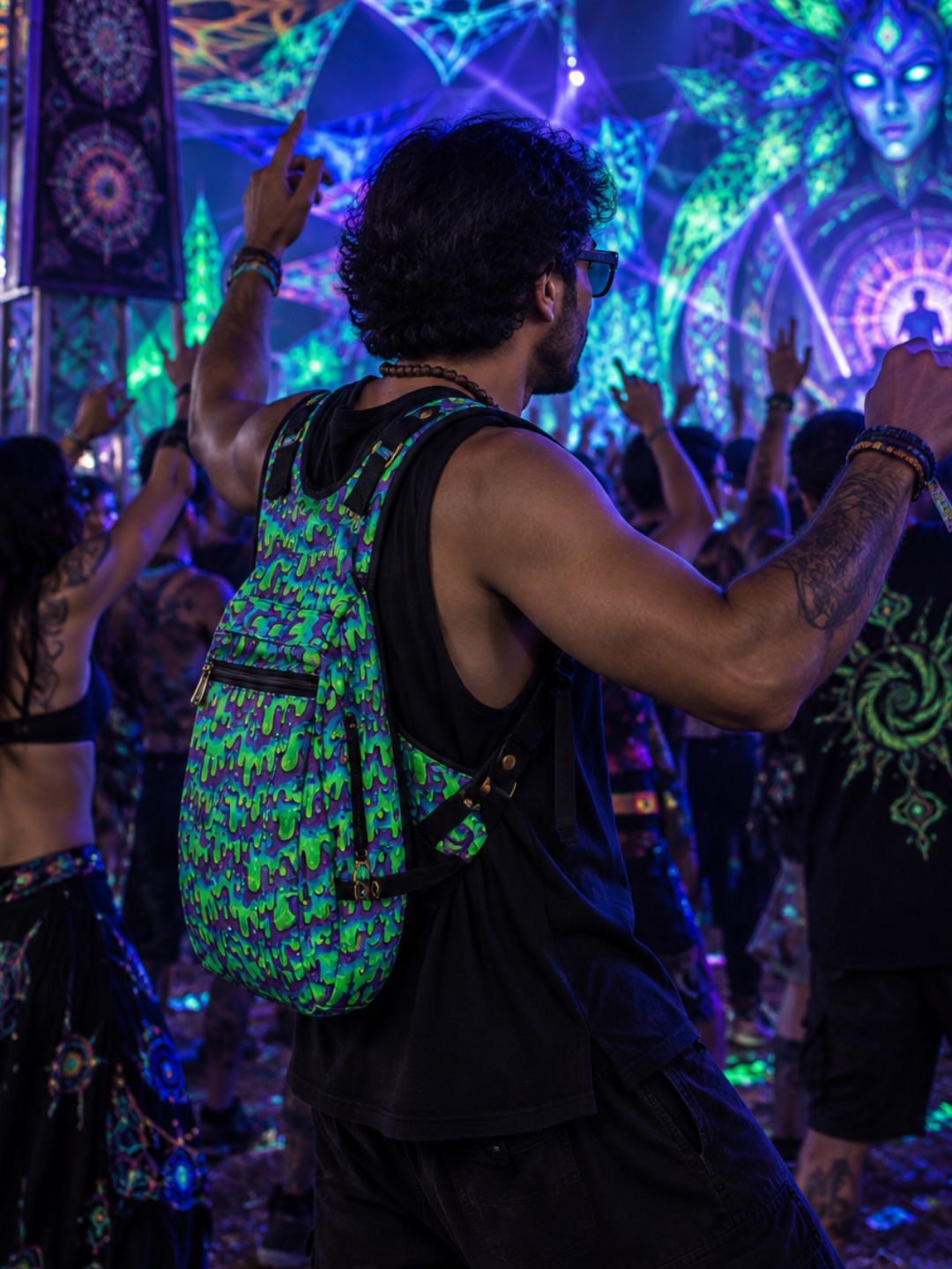 Neon Drip Ninja Backpack  – Unisex Festival Bag