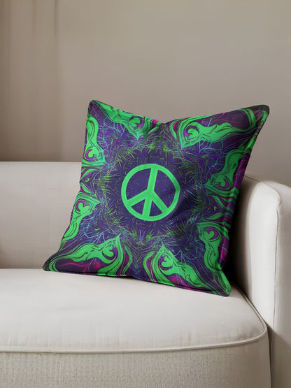 Neon Peace Mandala Cushion Cover
