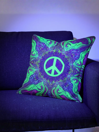 Neon Peace Mandala Cushion Cover